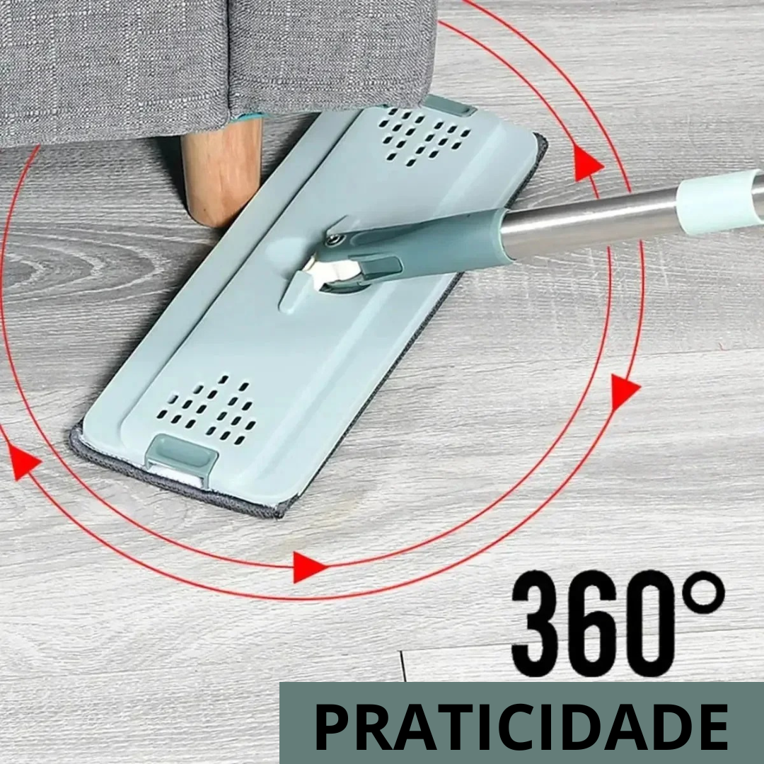 Rodo Mop Flat E Balde Para Limpeza De Piso + Resfis de Brinde