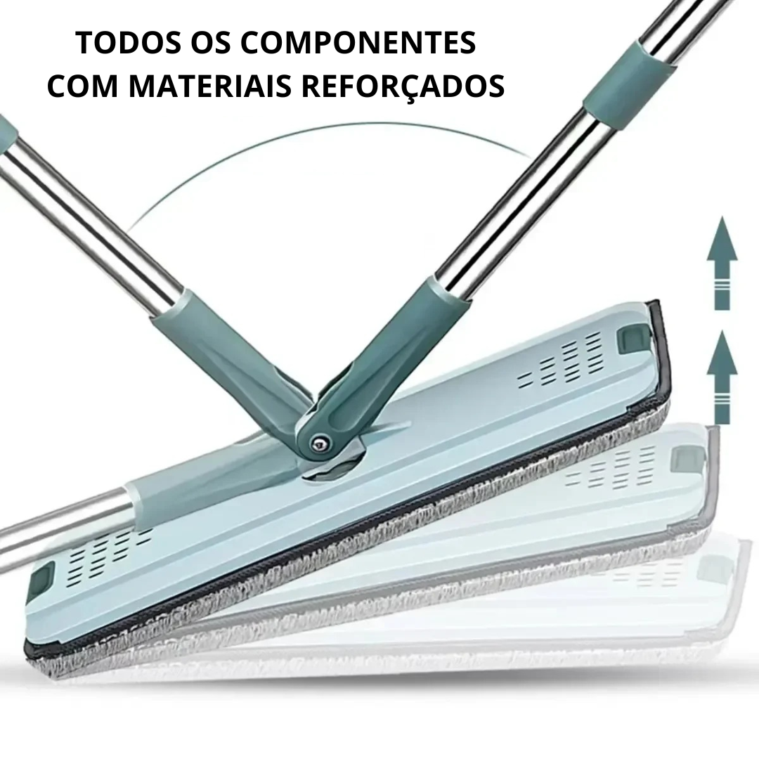 Rodo Mop Flat E Balde Para Limpeza De Piso + Resfis de Brinde