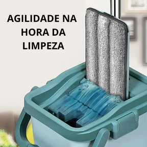 Rodo Mop Flat E Balde Para Limpeza De Piso + Resfis de Brinde